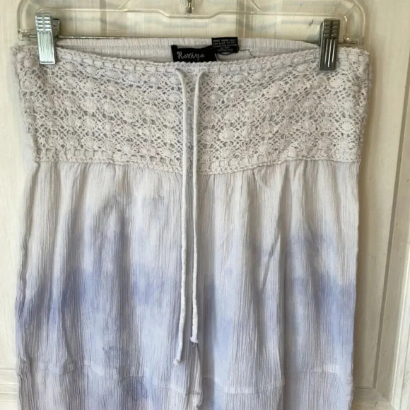 Ravirga Tie Dye Ombre Tiered Flare Leg Casual Pull On Pants Women L Stretch Lace - Picture 6 of 7